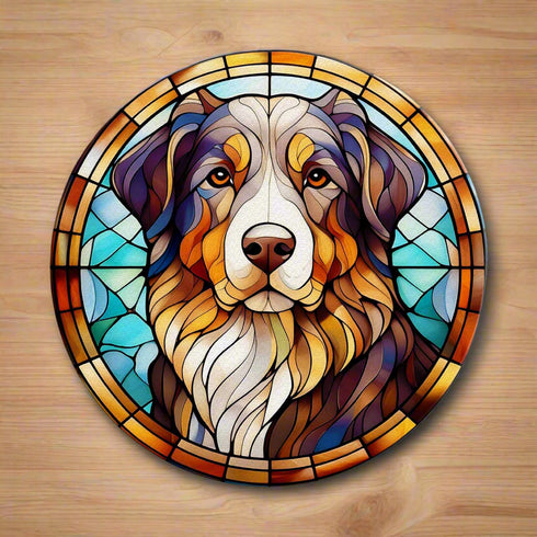 Bernese Mountain Dog Circular Glass Suncatcher Worktop Saver